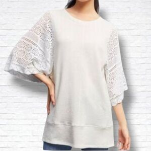 Anthropologie Akemi + Kin Coro Dolman Crochet Knit Sweatshirt Size M